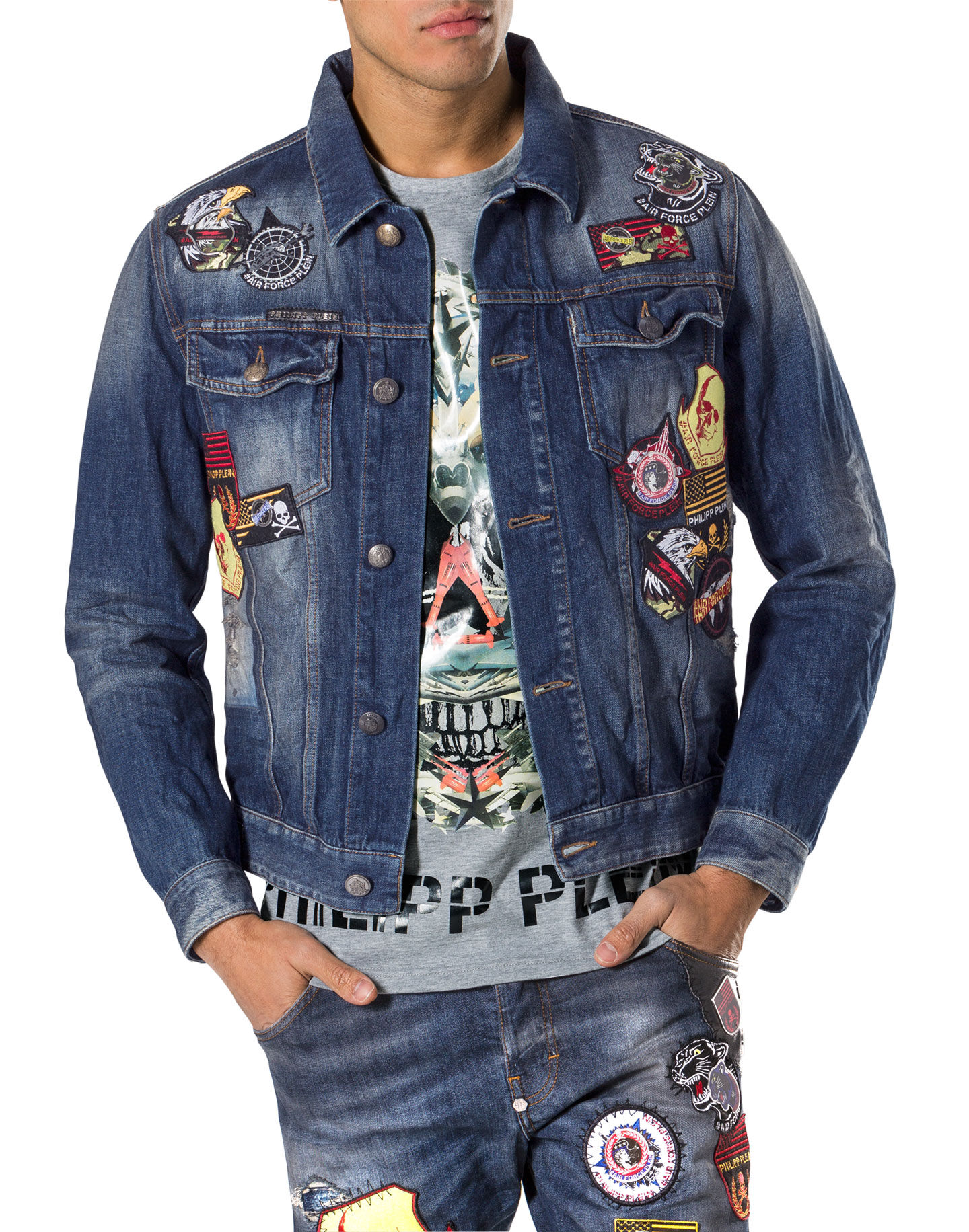 denim jacket with words on back