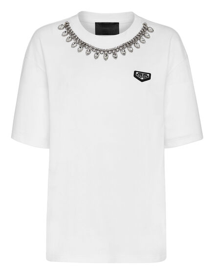 T-shirt Round Neck SS Crystal Chain