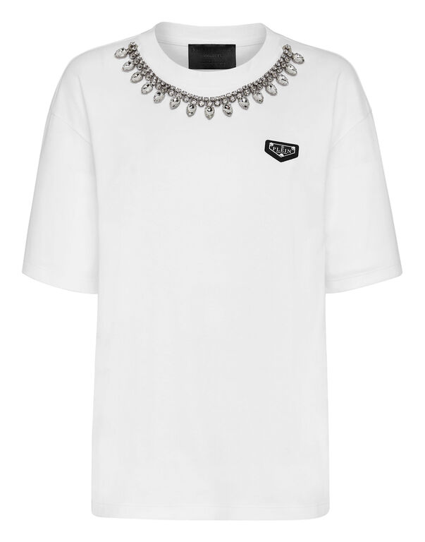 T-shirt Round Neck SS Crystal Chain