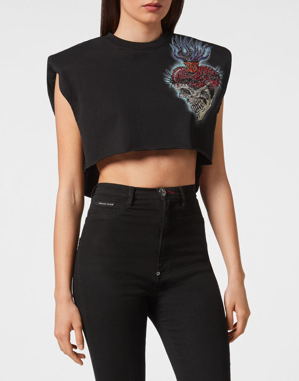 Shoulder Pads Cropped Top Love Tattoo