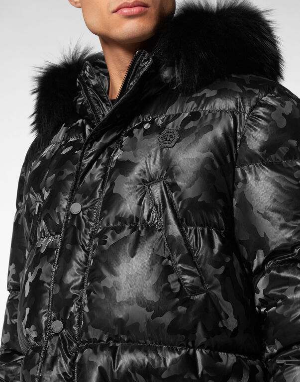Nylon Parka With Fur Details