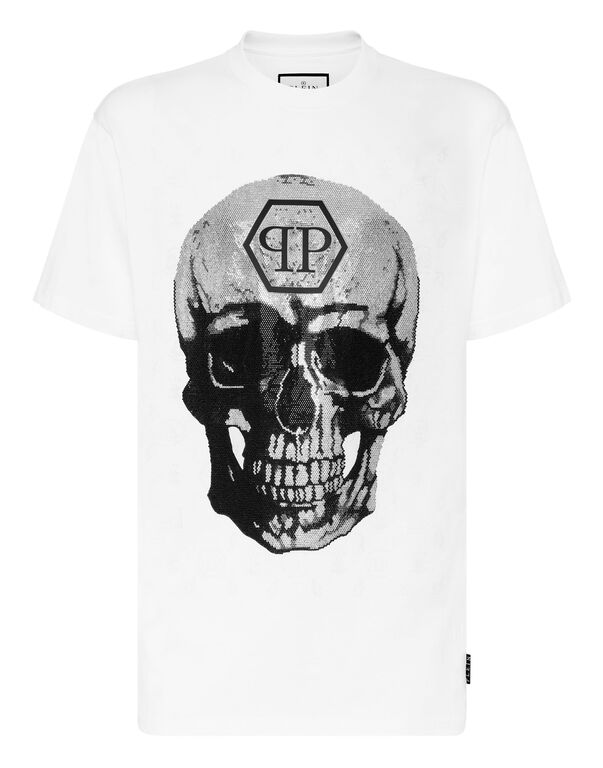 T-shirt Round Neck SS Skull and Plein with Crystals