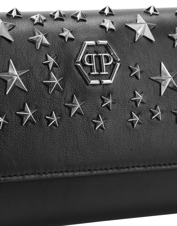 Leather Continental wallet studs Stars