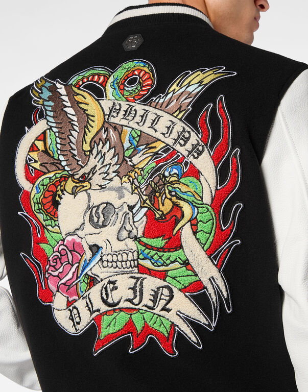 College Bomber with Woolen cloth base Tattoo