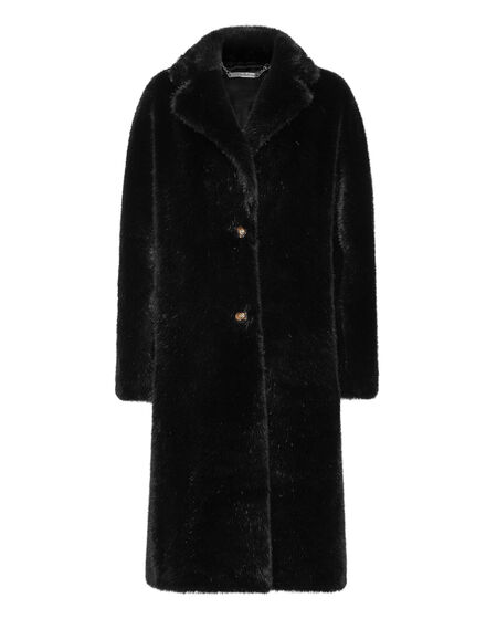 Eco fur Long Coat Skull