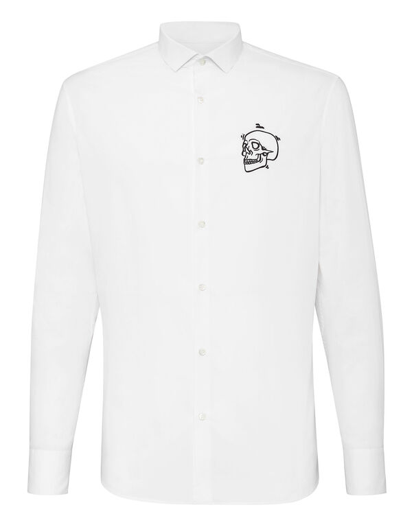 Shirt Diamond Cut LS  Outline Skull