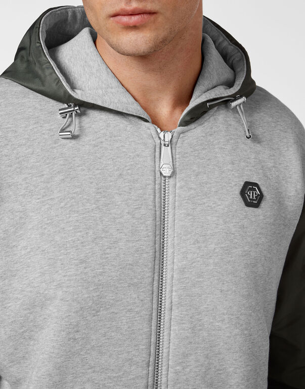 Hoodie Sweatjacket Nylon inserts Iconic Plein