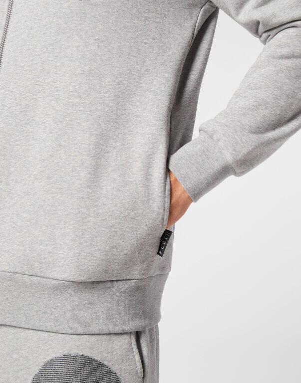 Zipped Hoodie Sweatshirt Skull strass