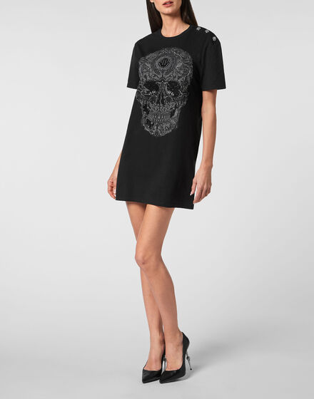 T-shirt Short Dresses Baroque with Crystals