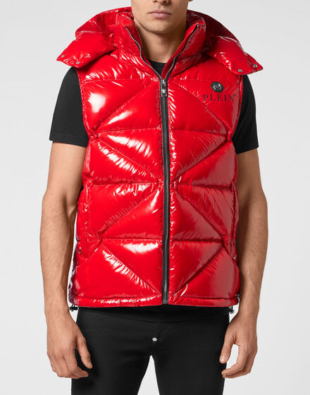 Sleeveless Quilted Down Jacket Hexagon