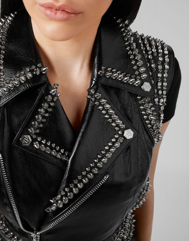 Leather Vest Short Studs