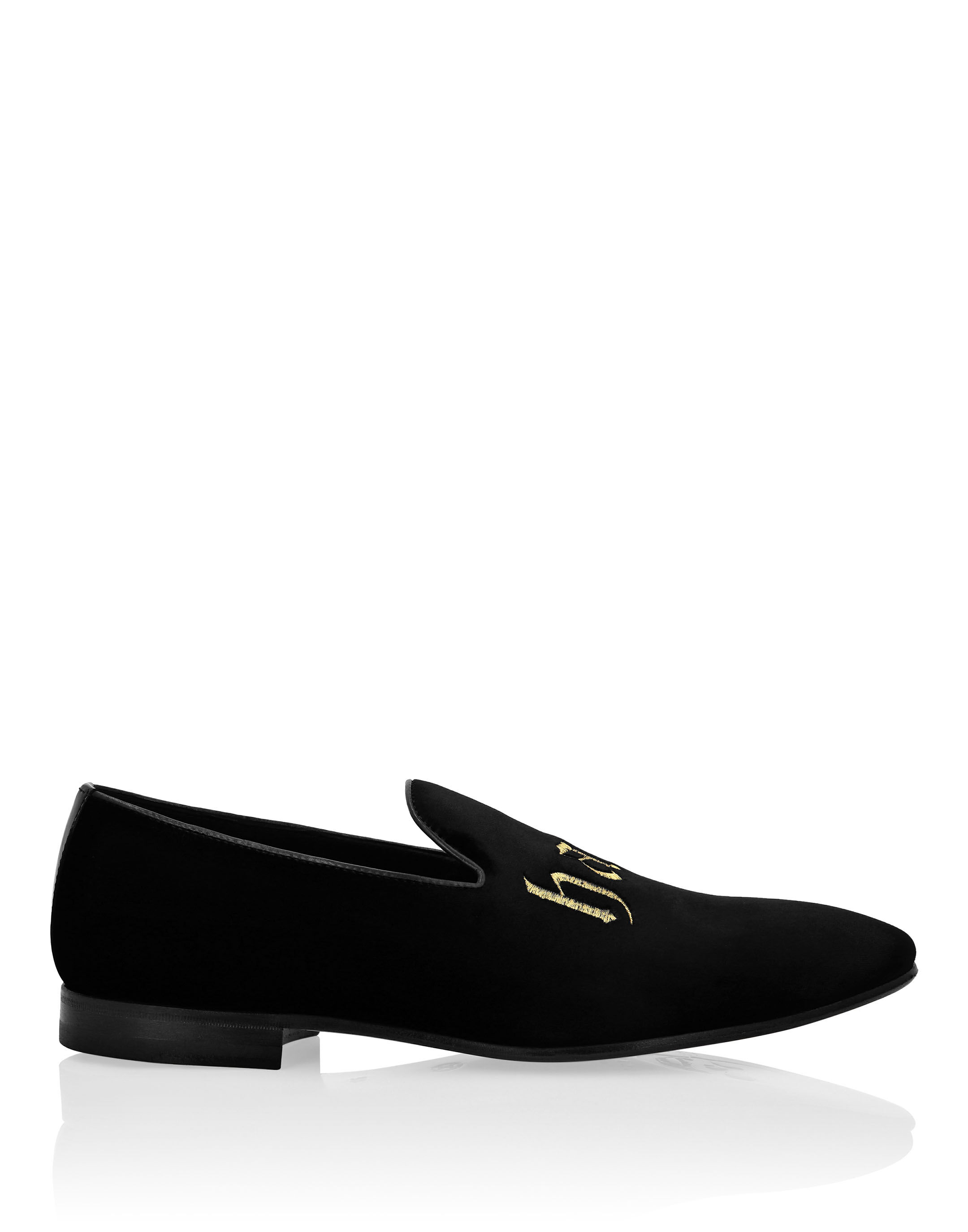 Mens velvet loafers embroidered deals