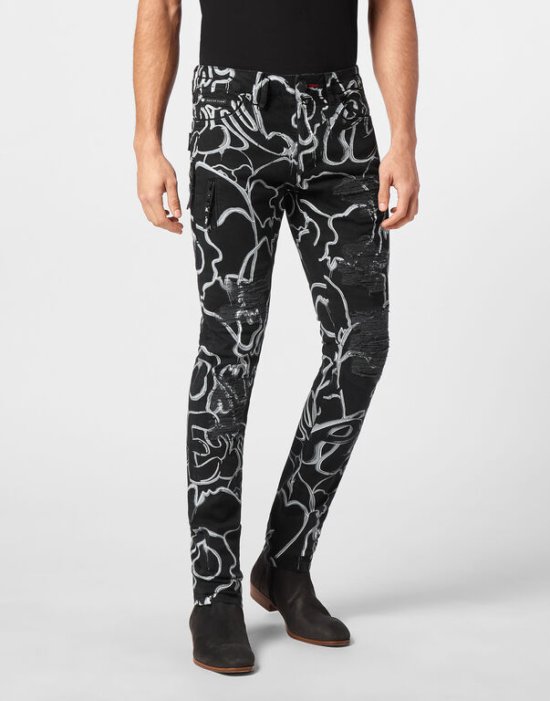 Denim Trousers Super Straight Cut Fit Skull&Bones