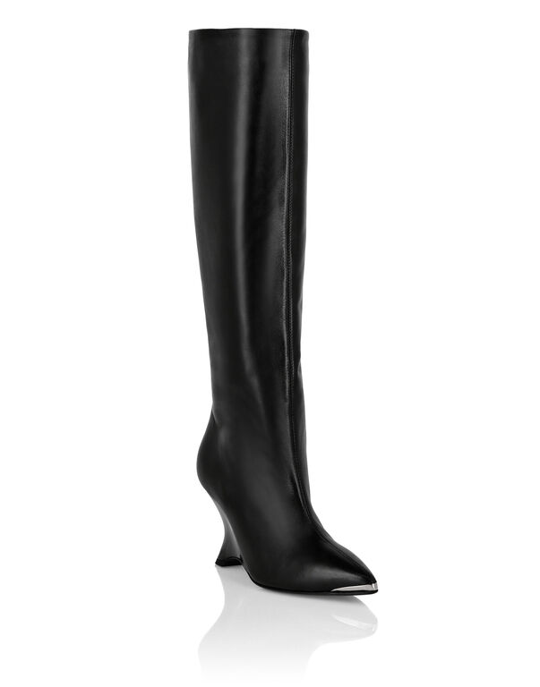 Patent Leather High Wedges Boots