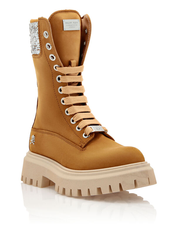 NABUK BOOTS RHINESTONE LACE UP