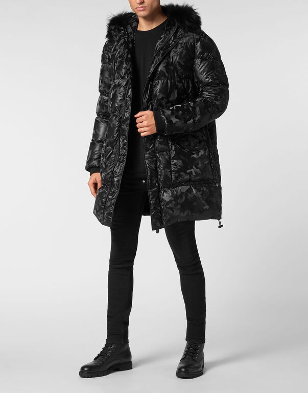 Nylon Parka With Fur Details