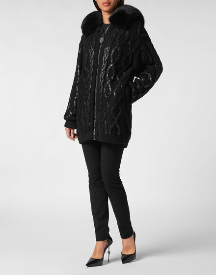 Wool & Foil Lurex Zip Cardigan