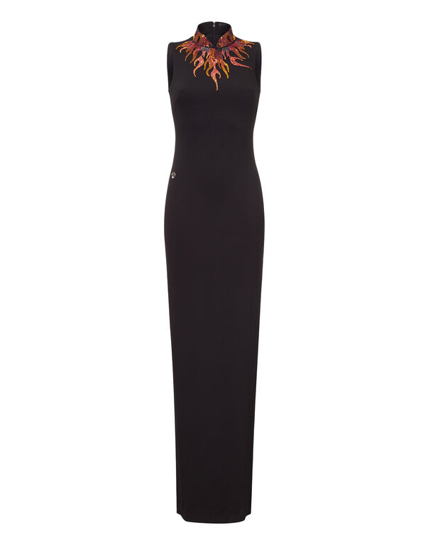 Embroidered Long Dress "redfire"