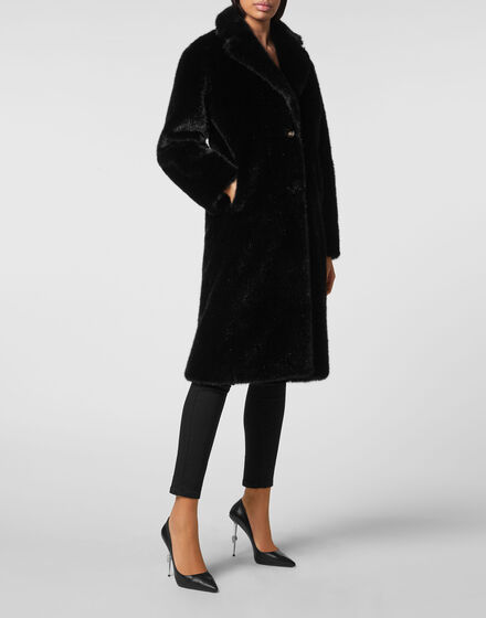 Eco fur Long Coat Skull