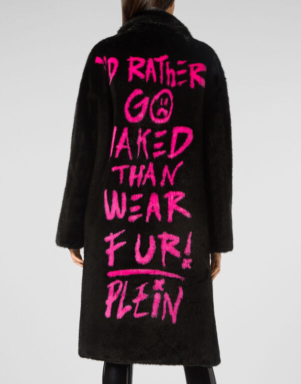 Graffiti Fake Fur Coat