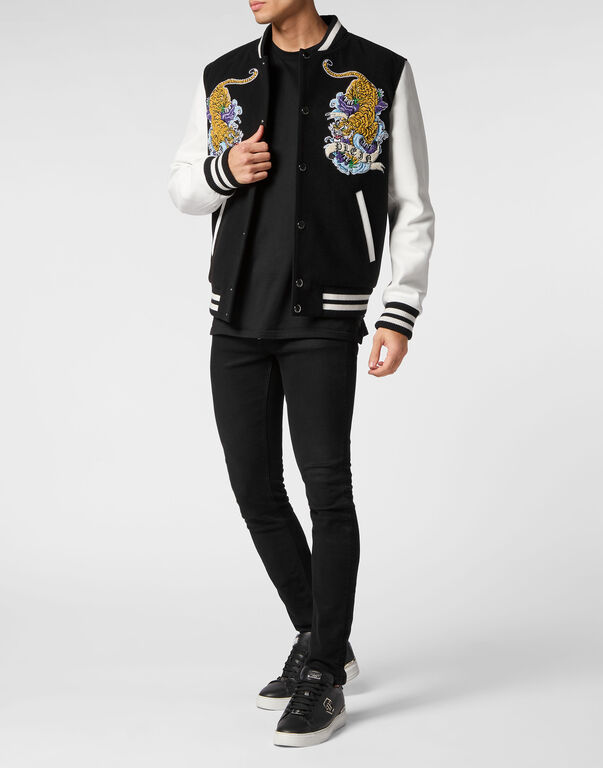 College Bomber with Woolen cloth base Tattoo