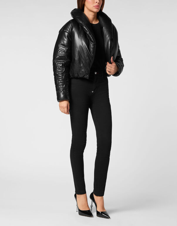 Silky Leather Biker Jacket Skull&Bones