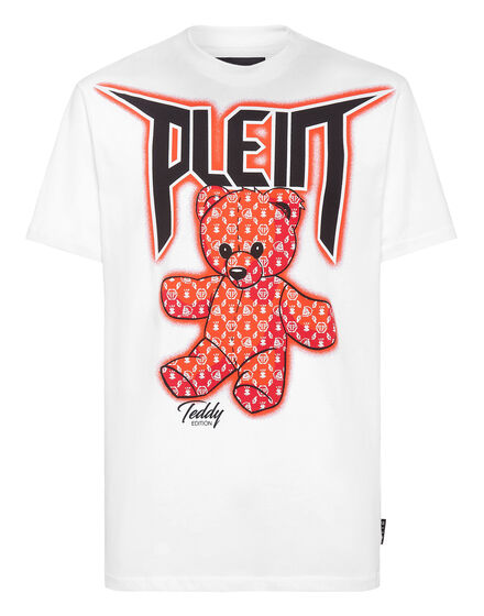 T-shirt Round Neck SS Spray Effect Print Teddy Bear