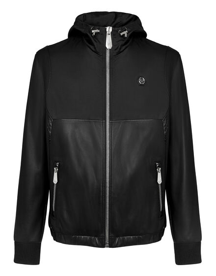 Soft Leather and Nylon Jacket Signature