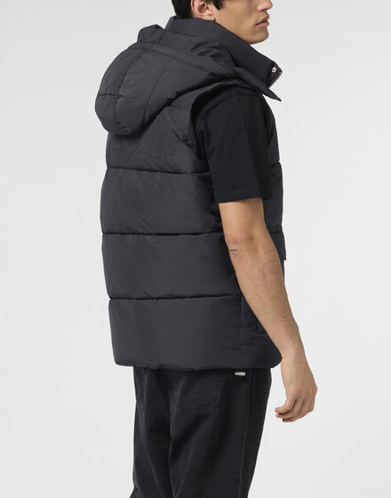 Nylon Puffer Vest Gothic Plein