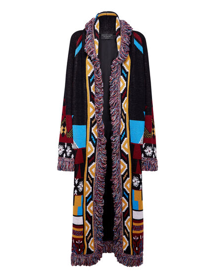 Wool Cardigan Long Fringe Navajo