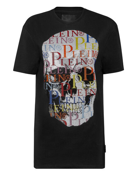 T-shirt Round Neck SS Multicolor Skull with Crystals