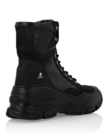 Boots Low Flat mix leathers Iconic Plein