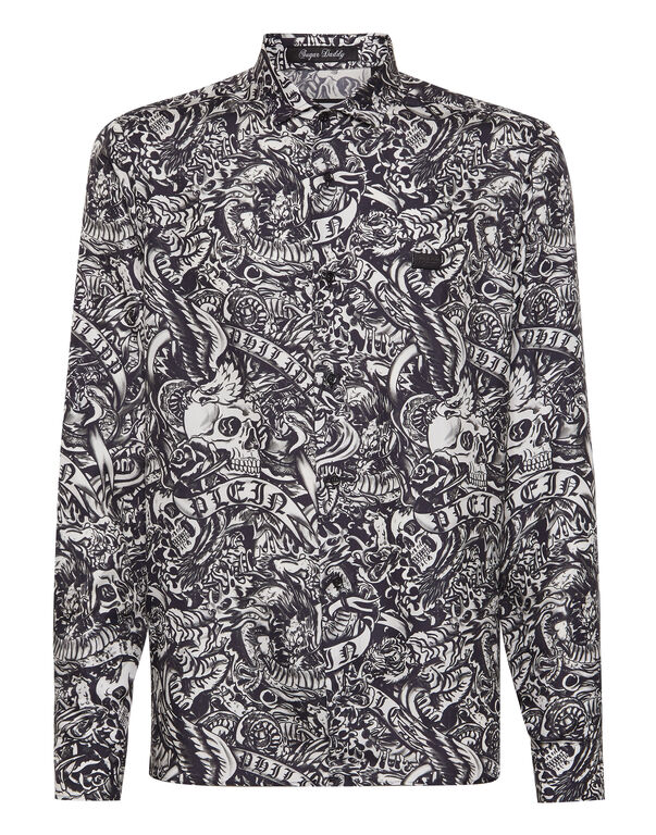 Silk Shirt Sugar Daddy Cut LS Tattoo