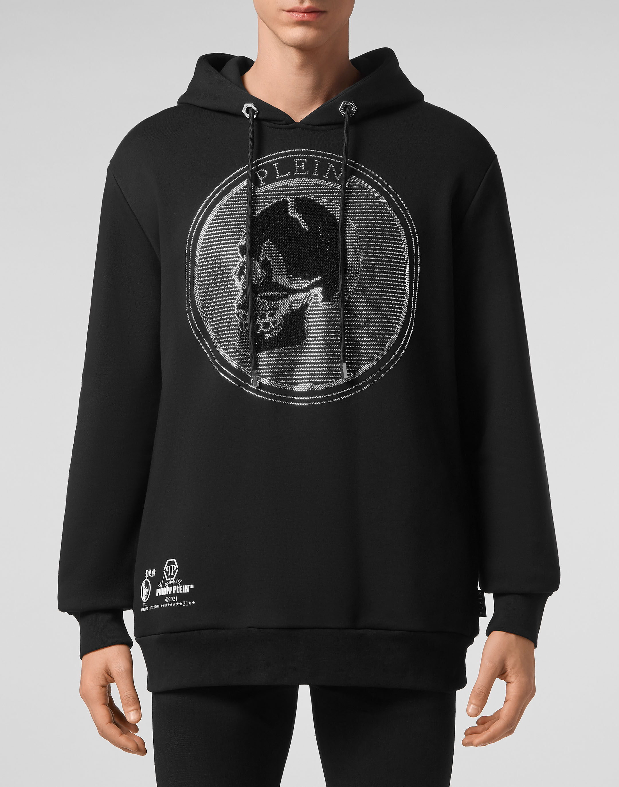 Hoodie sweatshirt Outline Skull crystal