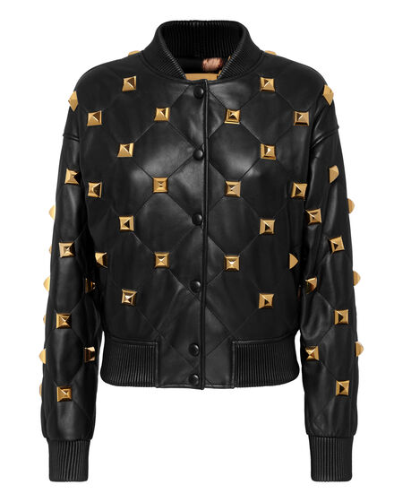 Leather Bomber Matelassè Studs