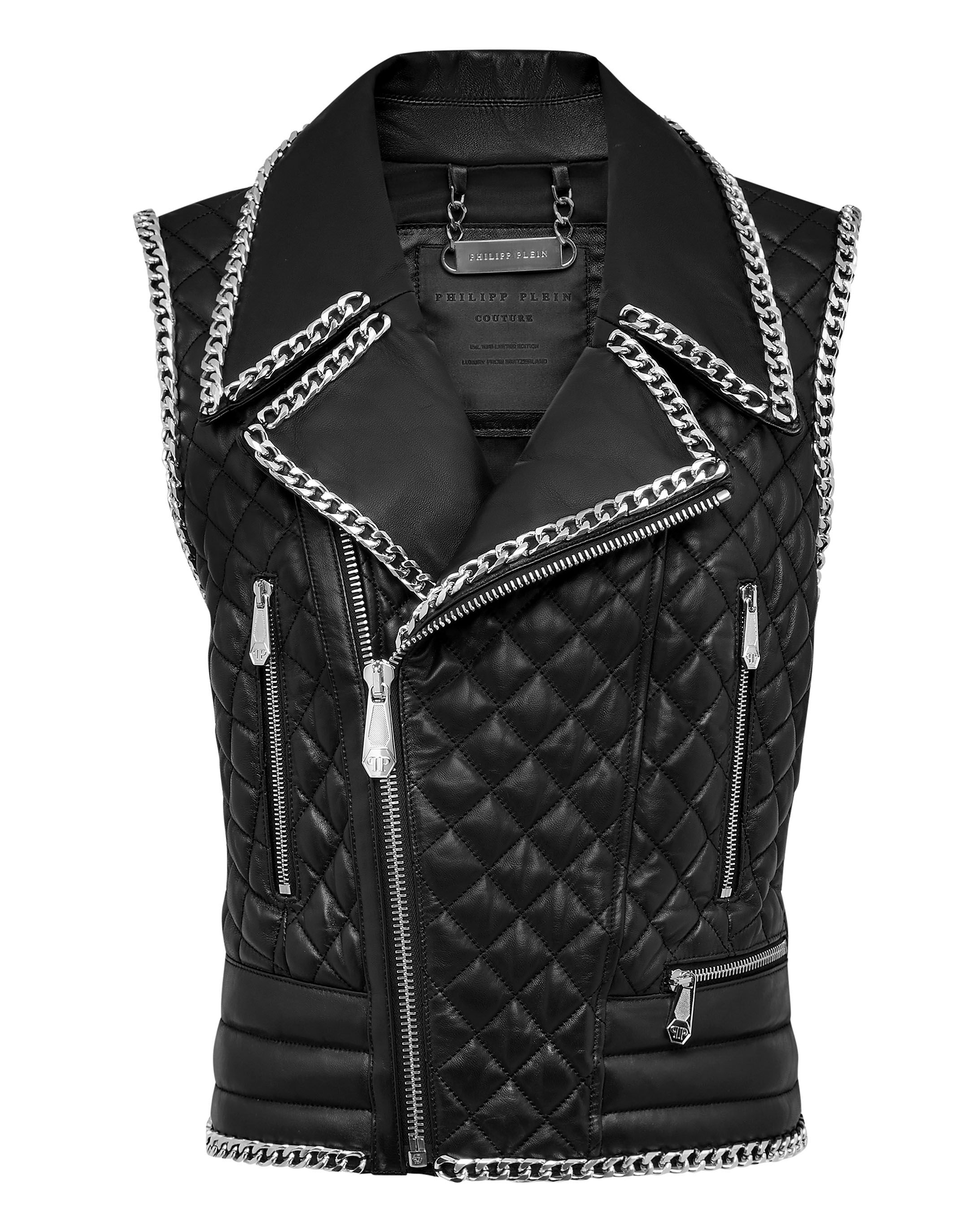 Short shop leather vest
