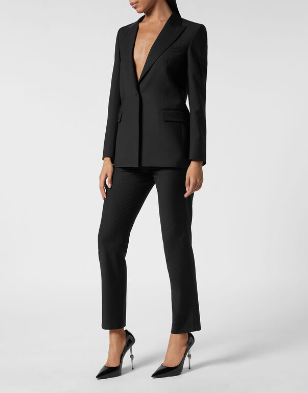 Wool Boxy Blazer Crystal Skull