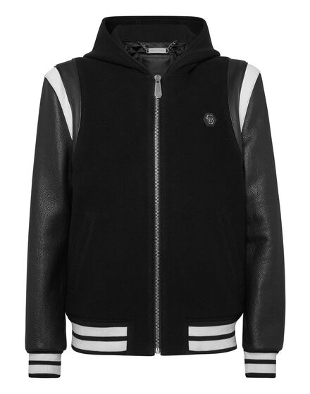 Hoodie Python Bomber Leather sleeves Skull and Plein