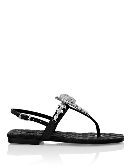 Sandals Flat Crystal Skull with Crystals