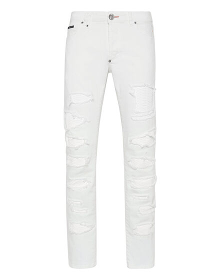 Denim Trousers Super Straight Cut with Python Inserts