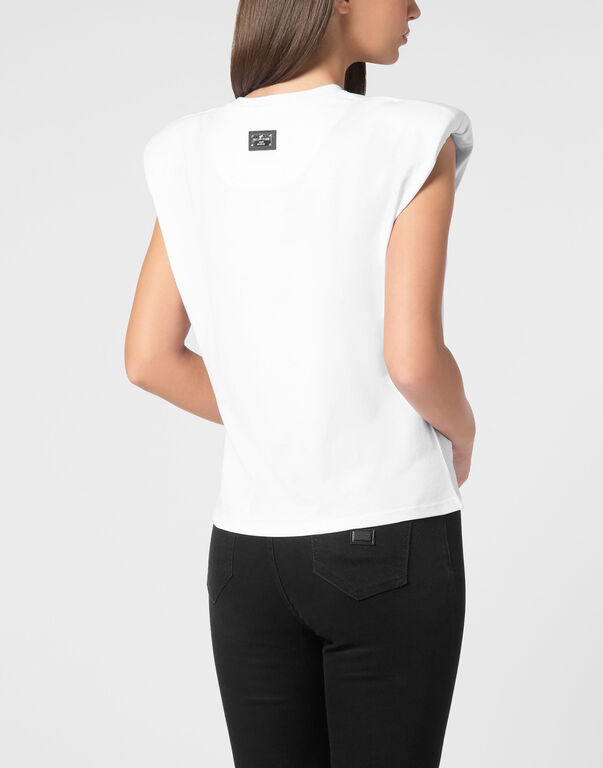 Tank Top Round Neck Piercing With Padded Shoulder
