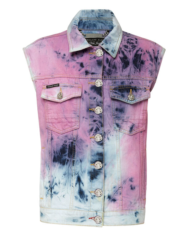 Denim vest Bleached Tie dye