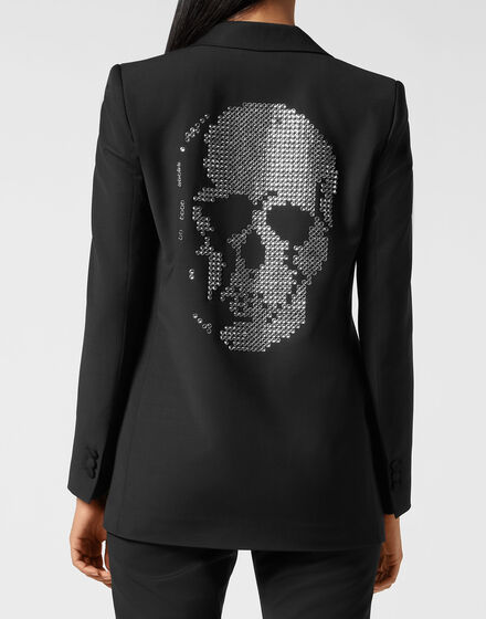 Wool Boxy Blazer Crystal Skull