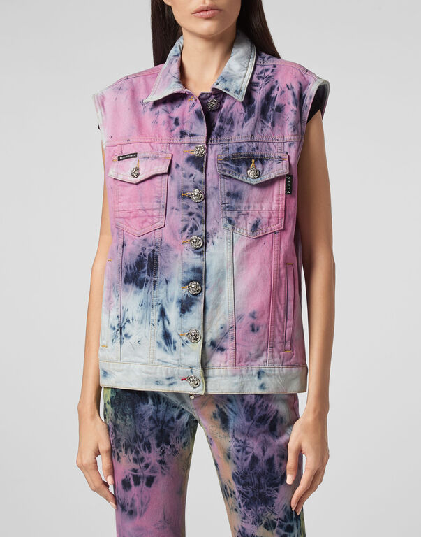 Denim vest Bleached Tie dye