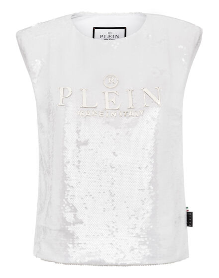 Tank Top Padded Shoulder with Crystals