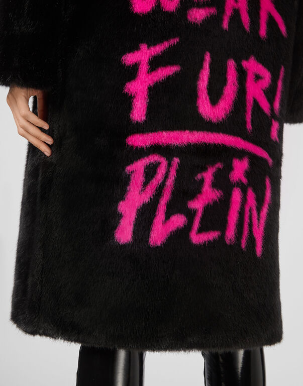 Graffiti Fake Fur Coat