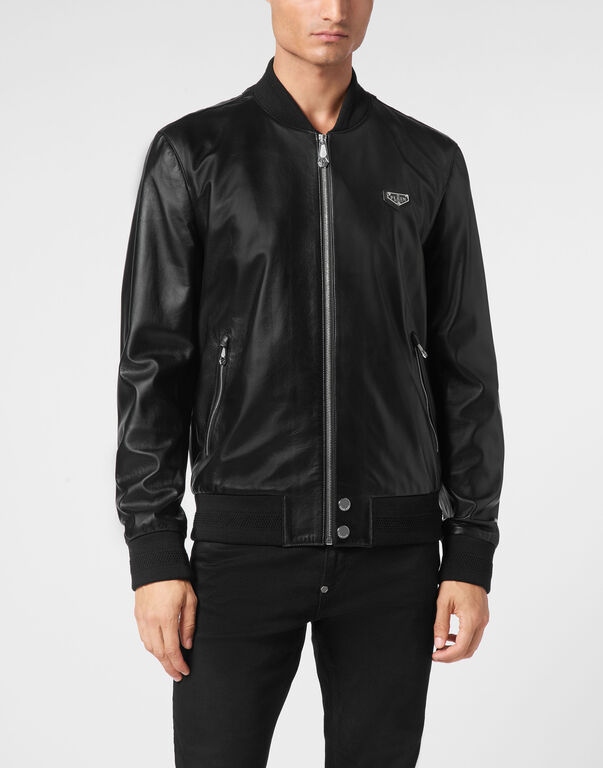 Leather Bomber LS Iconic Plein