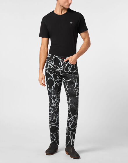 Denim Trousers Super Straight Cut Fit Skull&Bones