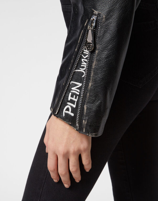 Crop Leather Jacket Studs