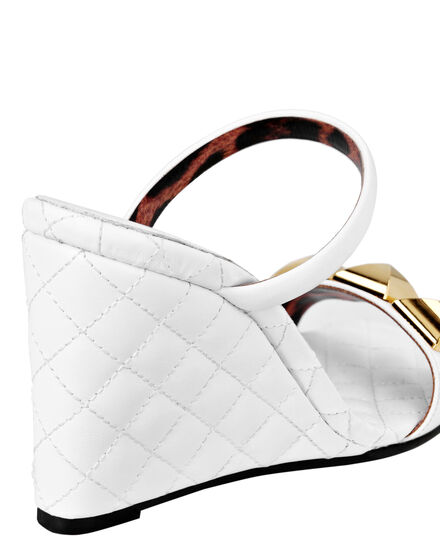 Leather Sandals Wedge Matelassé Studs